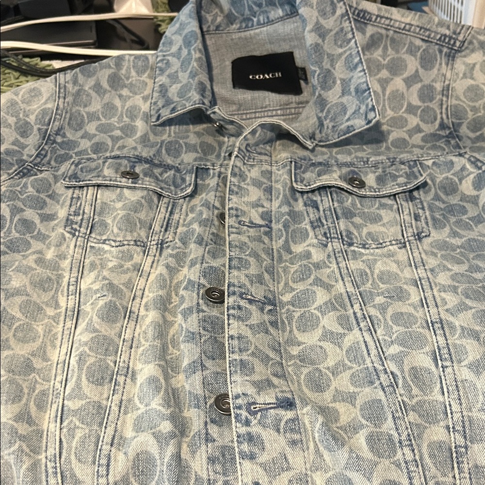 Coach Light Blue Patterned Denim Jacket - image 4